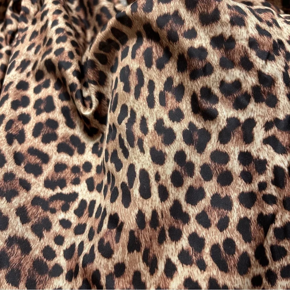 Band of Gypsies Cream and Leopard Open Front Teddy Sherpa Jacket SZ S